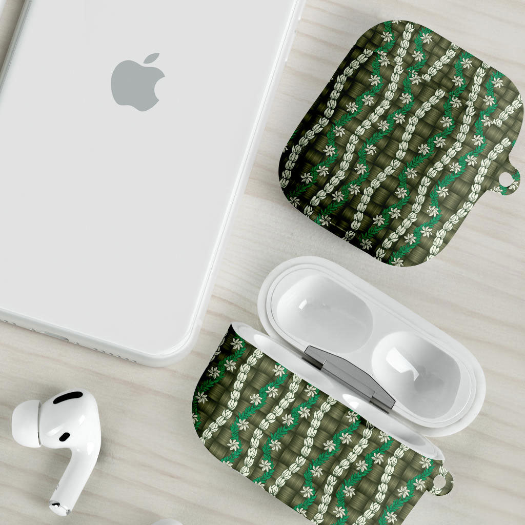 Pikake Maile Tiare Lei AirPods Case Omaomao Lauhala Pattern
