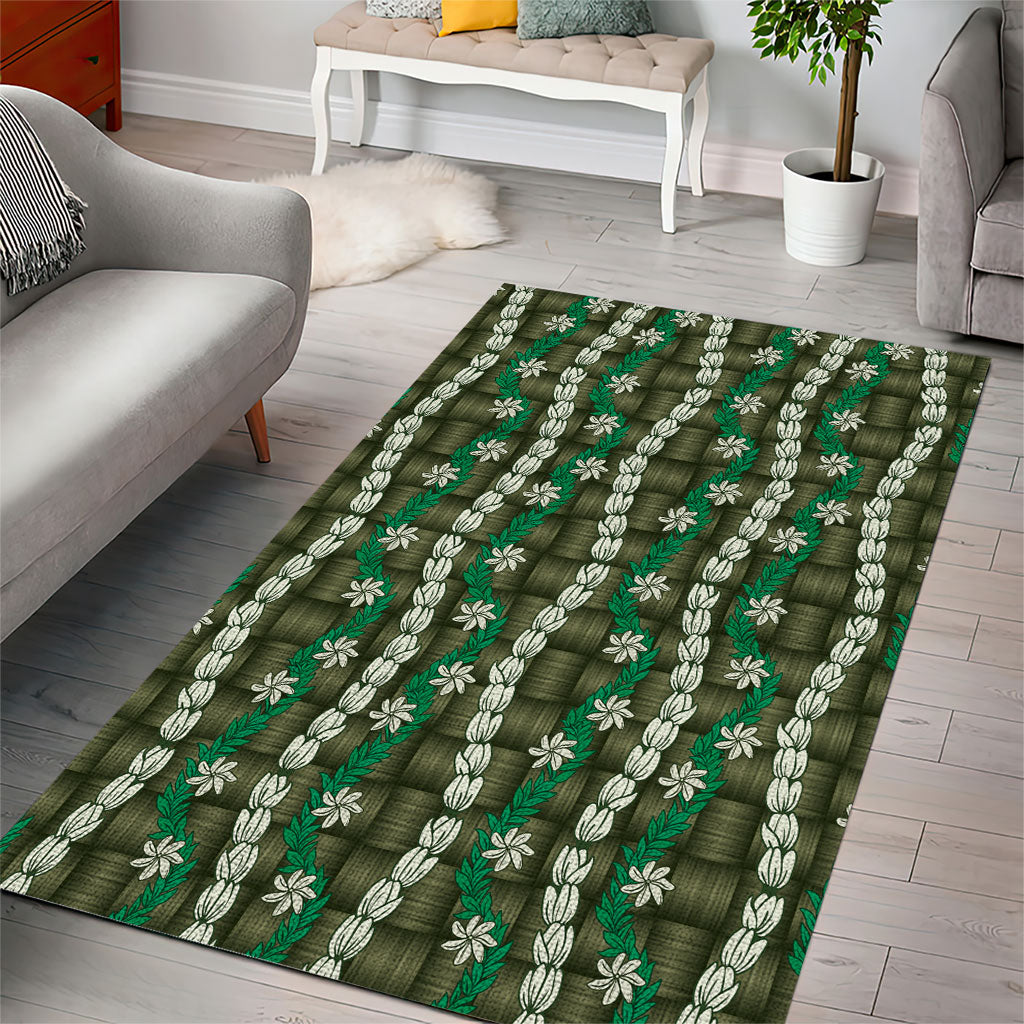 Pikake Maile Tiare Lei Area Rug Omaomao Lauhala Pattern