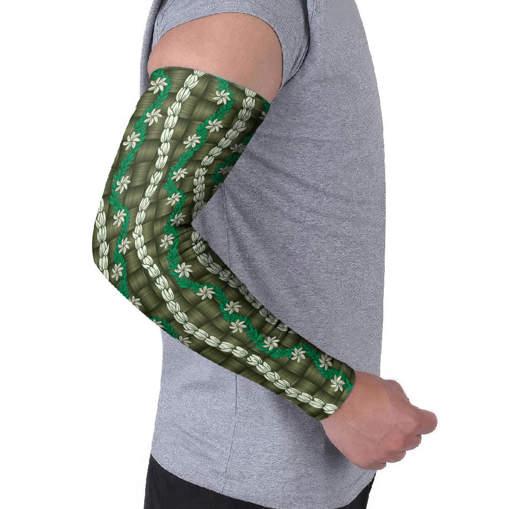 Pikake Maile Tiare Lei Arm Sleeves Omaomao Lauhala Pattern