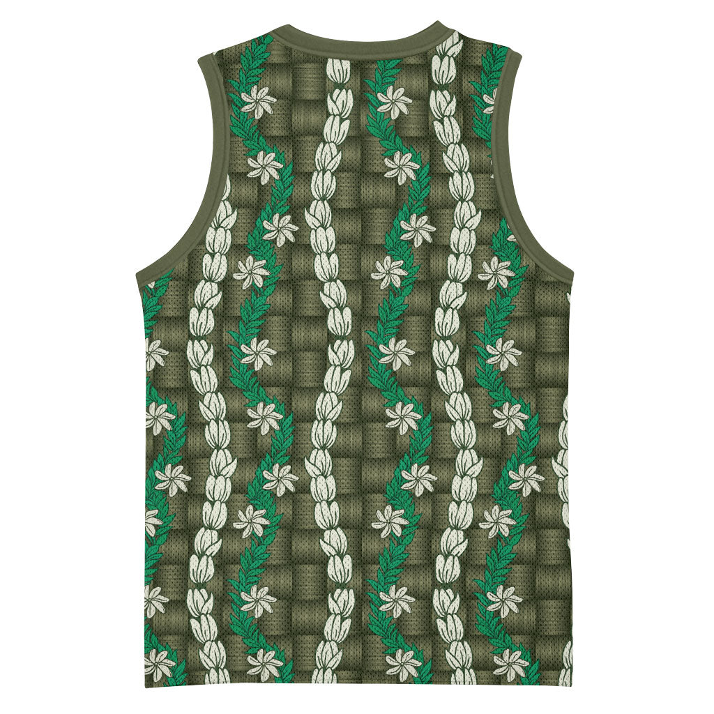 Pikake Maile Tiare Lei Basketball Jersey Omaomao Lauhala Pattern