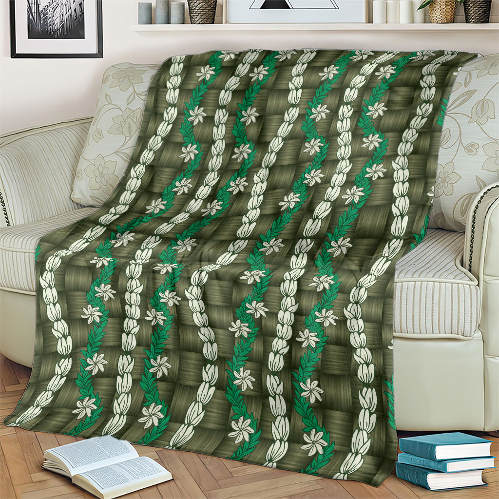 Pikake Maile Tiare Lei Blanket Omaomao Lauhala Pattern