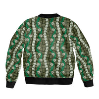 Pikake Maile Tiare Lei Bomber Jacket Omaomao Lauhala Pattern
