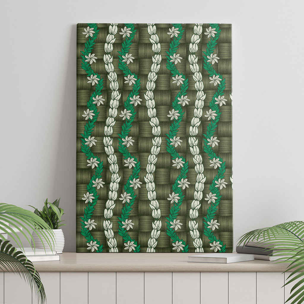 Pikake Maile Tiare Lei Canvas Wall Art Omaomao Lauhala Pattern