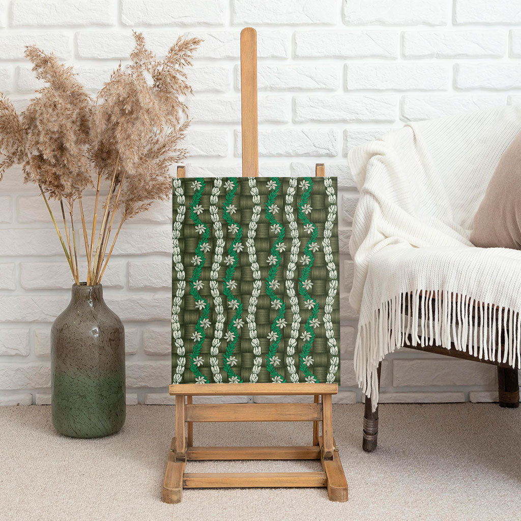 Pikake Maile Tiare Lei Canvas Wall Art Omaomao Lauhala Pattern