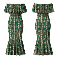 Pikake Maile Tiare Lei Couples Matching Mermaid Dress and Hawaiian Shirt Omaomao Lauhala Pattern LT01 - Polynesian Pride
