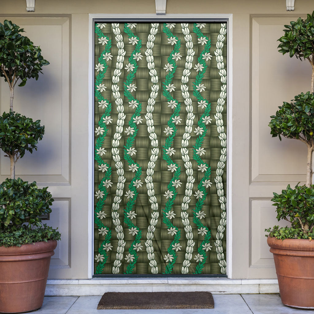 Pikake Maile Tiare Lei Door Cover Omaomao Lauhala Pattern