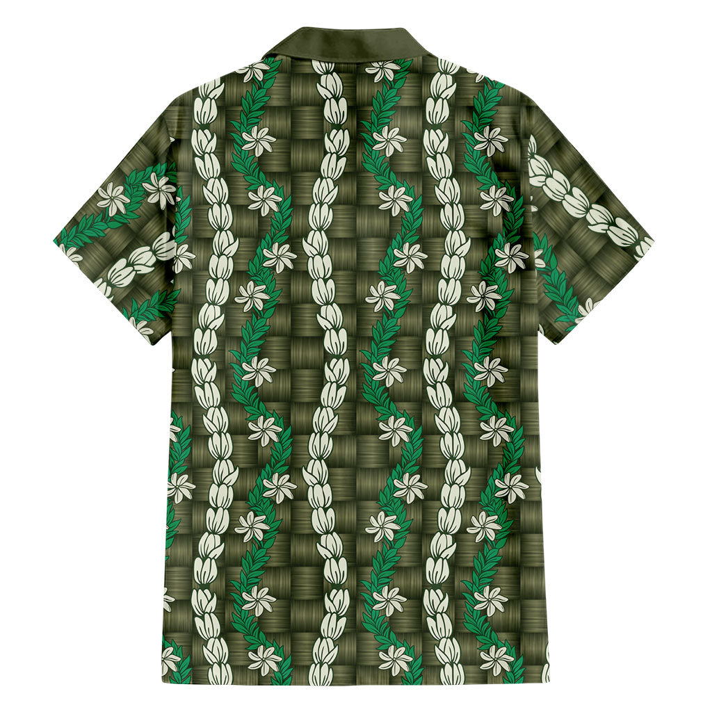Pikake Maile Tiare Lei Family Matching Off The Shoulder Long Sleeve Dress and Hawaiian Shirt Omaomao Lauhala Pattern