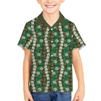 Pikake Maile Tiare Lei Family Matching Tank Maxi Dress and Hawaiian Shirt Omaomao Lauhala Pattern