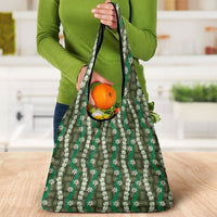 Pikake Maile Tiare Lei Grocery Bag Omaomao Lauhala Pattern