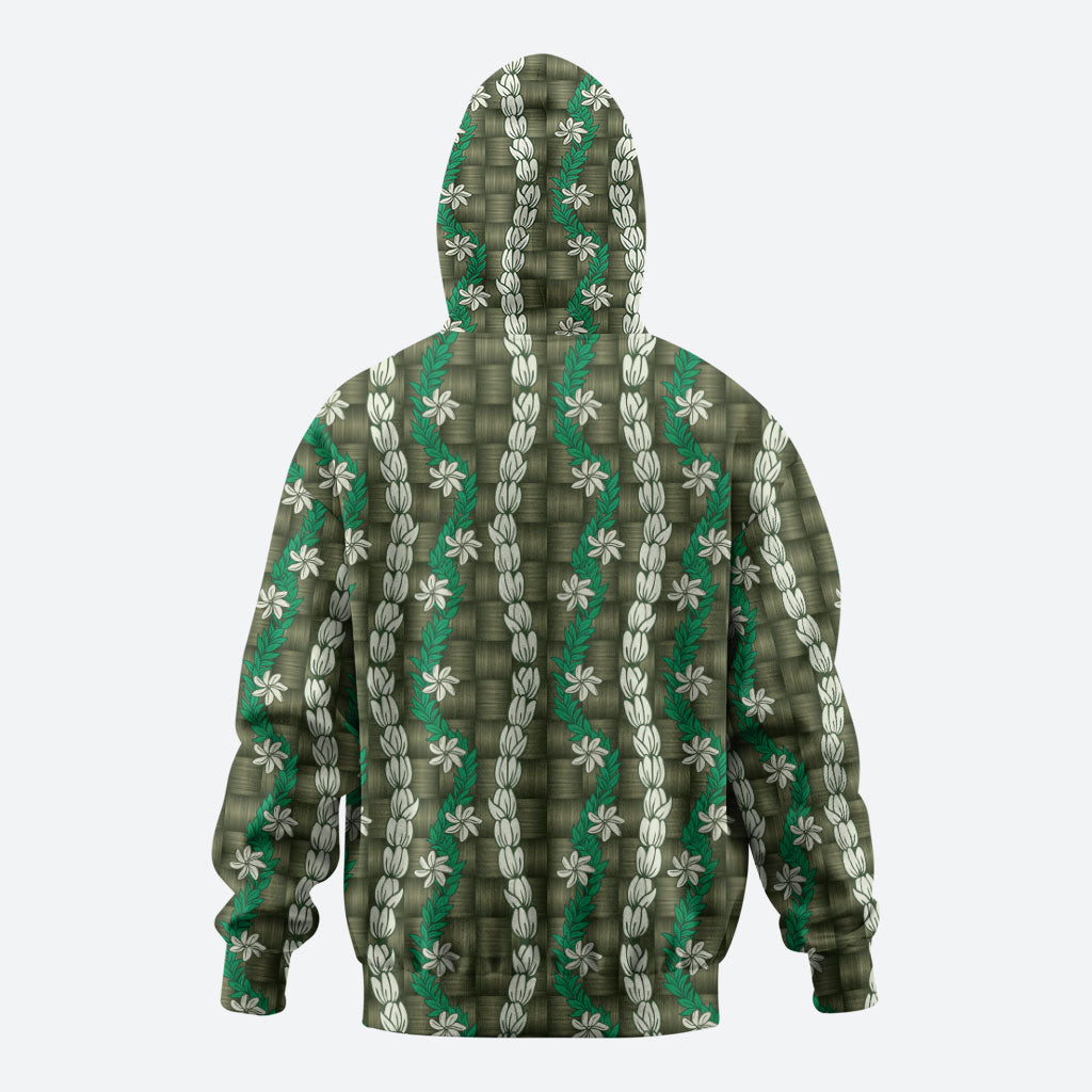 Pikake Maile Tiare Lei Hoodie Omaomao Lauhala Pattern
