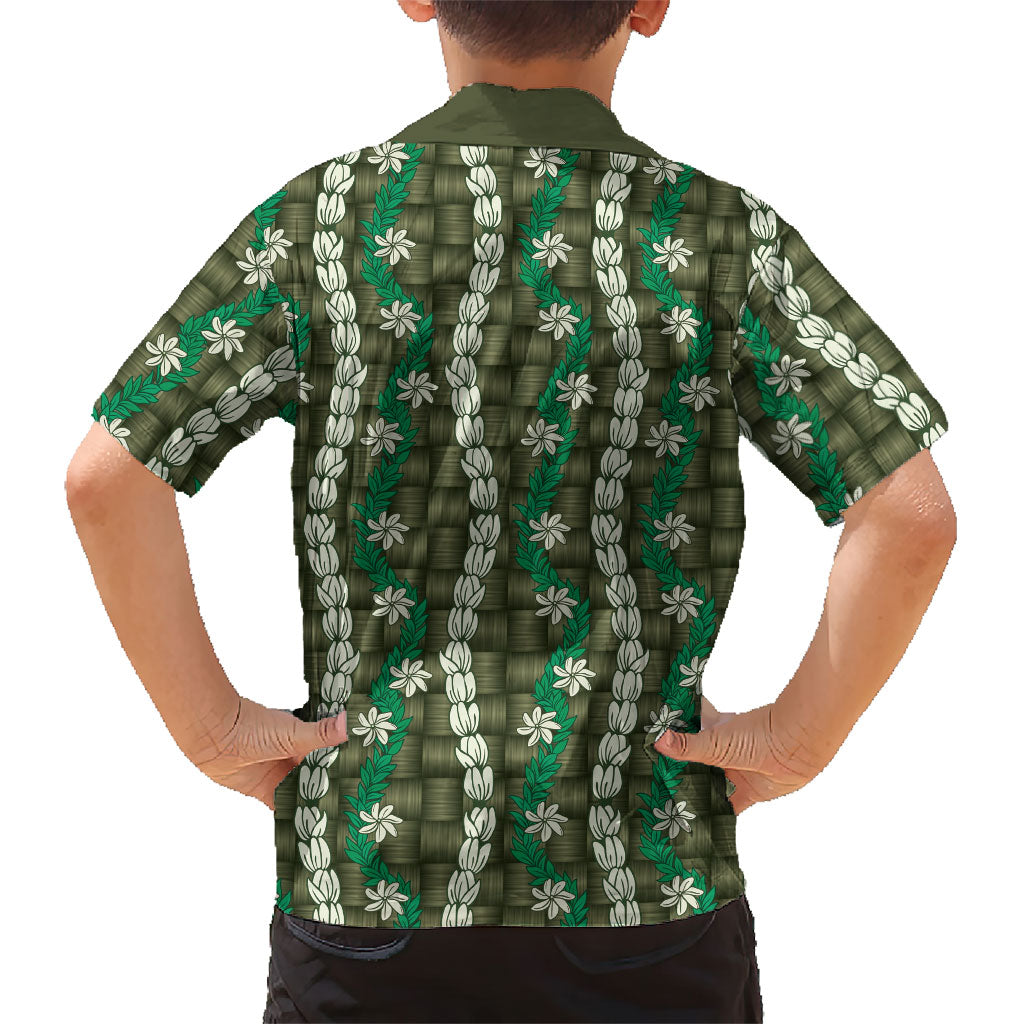 Pikake Maile Tiare Lei Kid Hawaiian Shirt Omaomao Lauhala Pattern