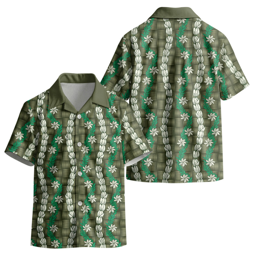 Pikake Maile Tiare Lei Kid Hawaiian Shirt Omaomao Lauhala Pattern LT01 - Polynesian Pride