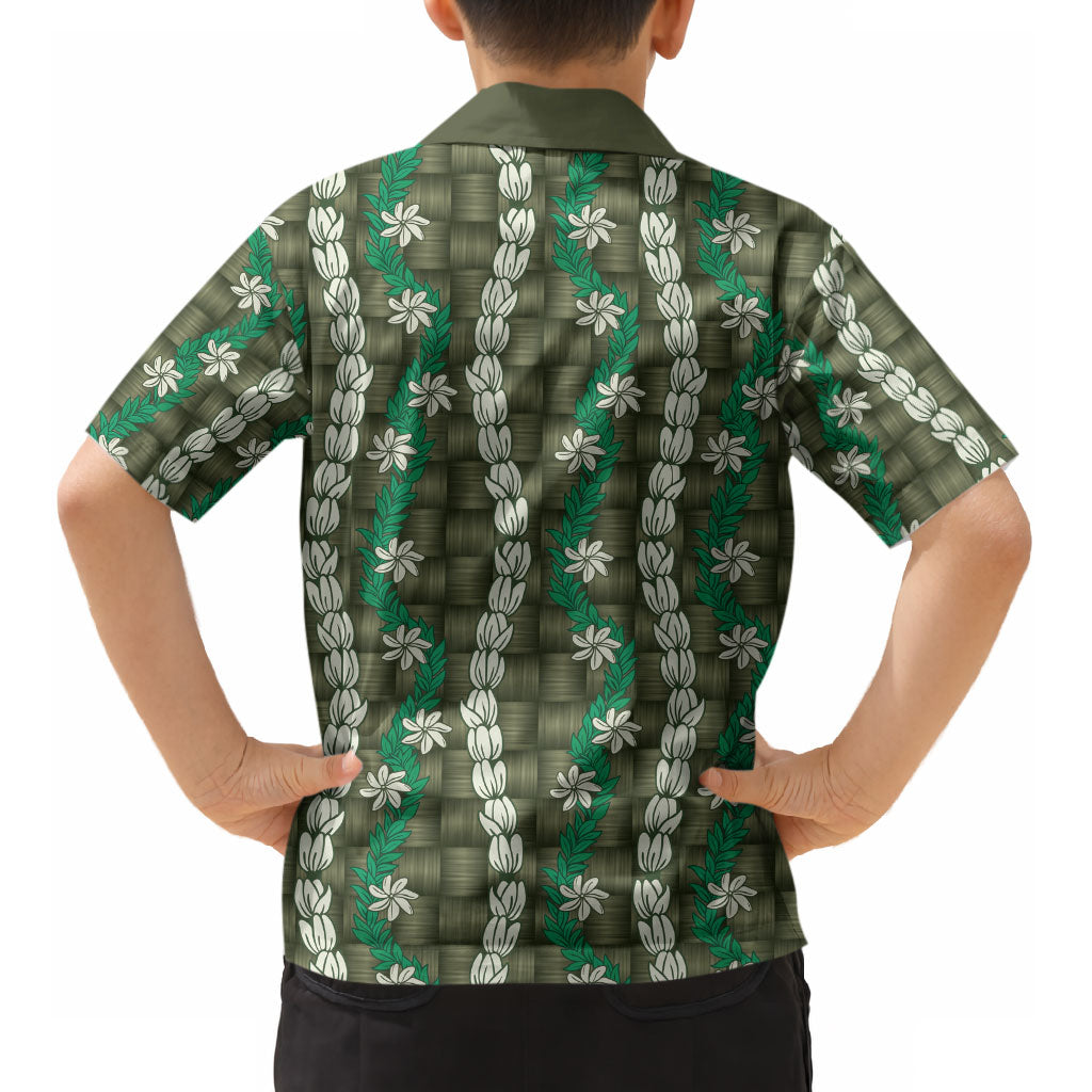 Pikake Maile Tiare Lei Kid Hawaiian Shirt Omaomao Lauhala Pattern LT01 - Polynesian Pride