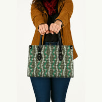 Pikake Maile Tiare Lei Leather Bag Omaomao Lauhala Pattern