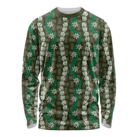 Pikake Maile Tiare Lei Long Sleeve Shirt Omaomao Lauhala Pattern