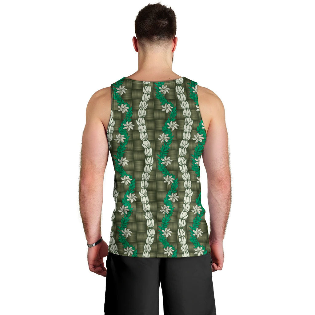 Pikake Maile Tiare Lei Men Tank Top Omaomao Lauhala Pattern