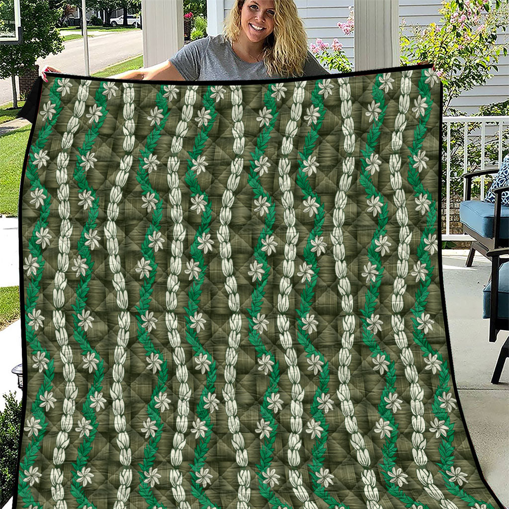 Pikake Maile Tiare Lei Quilt Omaomao Lauhala Pattern LT01 Green - Polynesian Pride