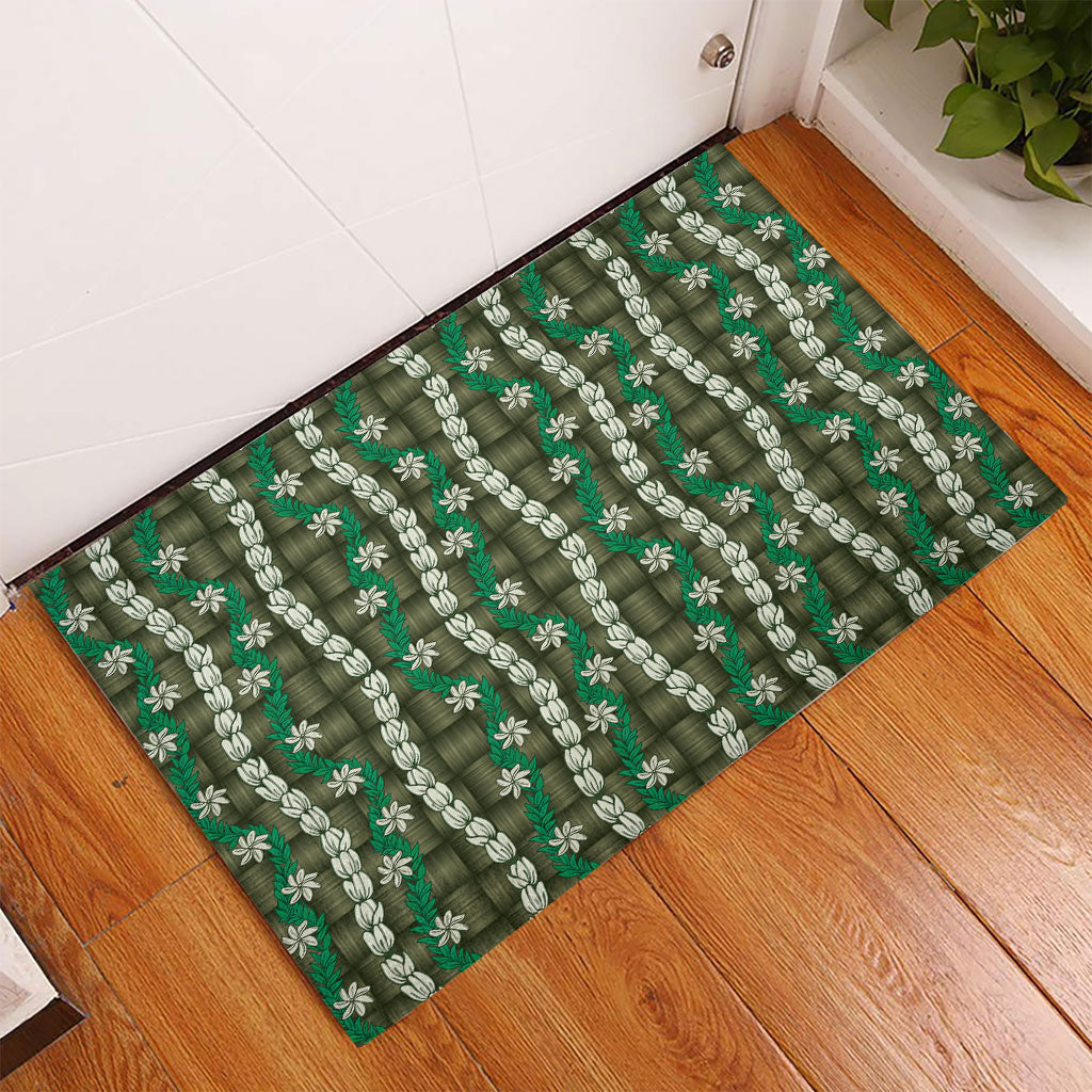 Pikake Maile Tiare Lei Rubber Doormat Omaomao Lauhala Pattern