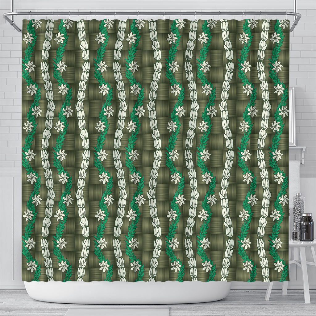 Pikake Maile Tiare Lei Shower Curtain Omaomao Lauhala Pattern