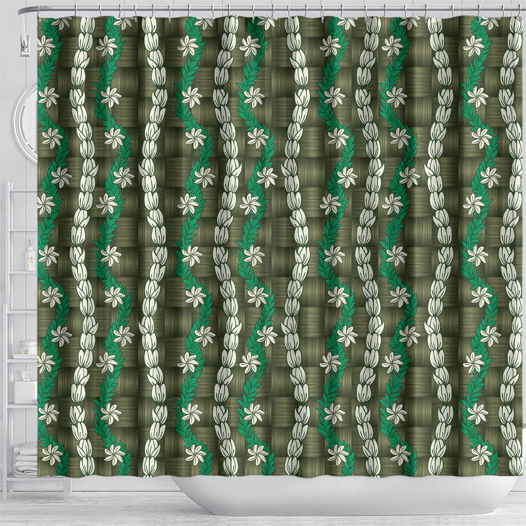 Pikake Maile Tiare Lei Shower Curtain Omaomao Lauhala Pattern