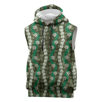 Pikake Maile Tiare Lei Sleeveless Hoodie Omaomao Lauhala Pattern