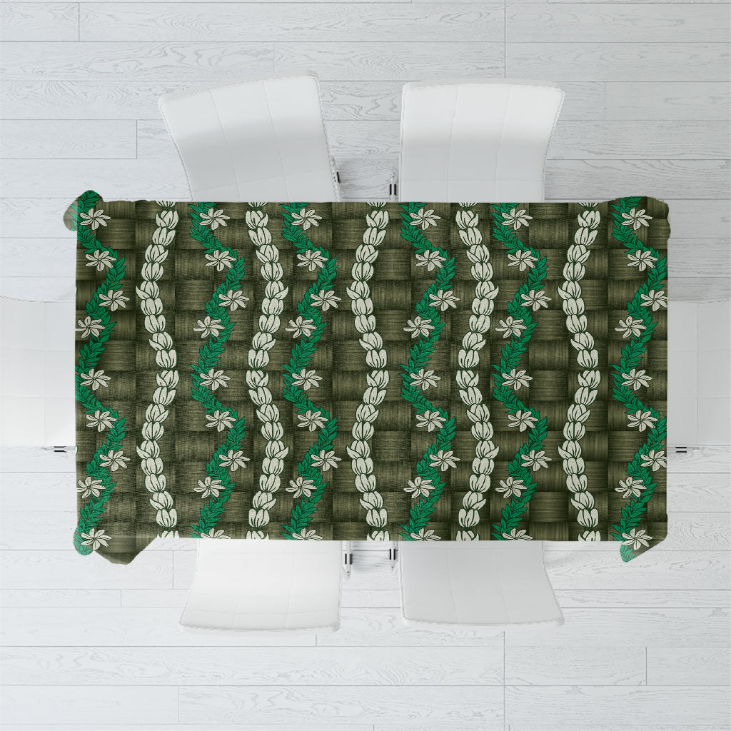 Pikake Maile Tiare Lei Tablecloth Omaomao Lauhala Pattern