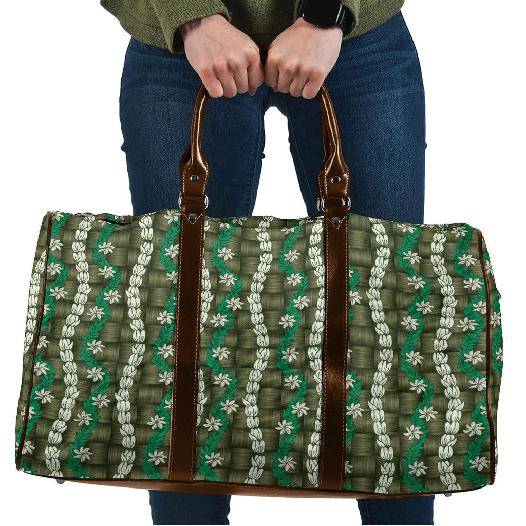 Pikake Maile Tiare Lei Travel Bag Omaomao Lauhala Pattern