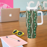Pikake Maile Tiare Lei Tumbler With Handle Omaomao Lauhala Pattern