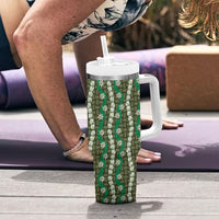 Pikake Maile Tiare Lei Tumbler With Handle Omaomao Lauhala Pattern
