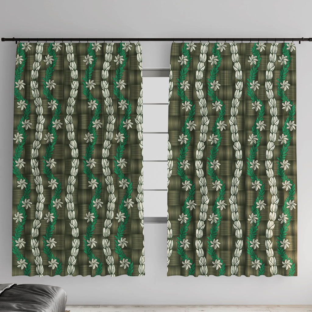 Pikake Maile Tiare Lei Window Curtain Omaomao Lauhala Pattern