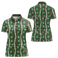 Pikake Maile Tiare Lei Women Polo Shirt Omaomao Lauhala Pattern