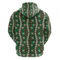 Pikake Maile Tiare Lei Zip Hoodie Omaomao Lauhala Pattern