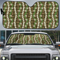 Pikake Maile Tiare Lei Auto Sun Shade Natural Lauhala Pattern