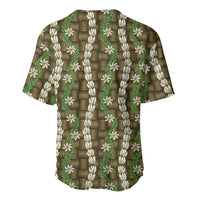 Pikake Maile Tiare Lei Baseball Jersey Natural Lauhala Pattern