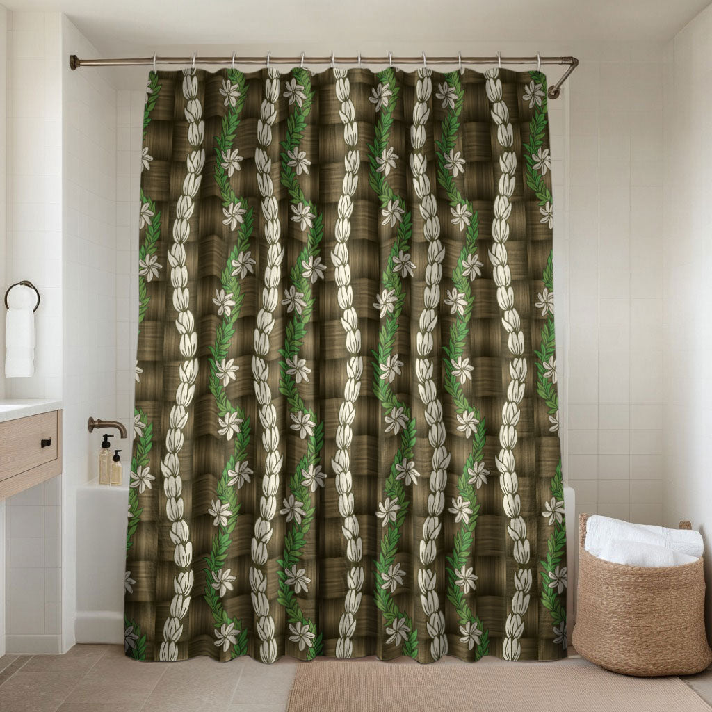 Pikake Maile Tiare Lei Bathroom Set Natural Lauhala Pattern