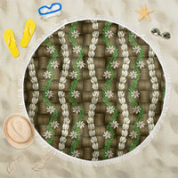 Pikake Maile Tiare Lei Beach Blanket Natural Lauhala Pattern