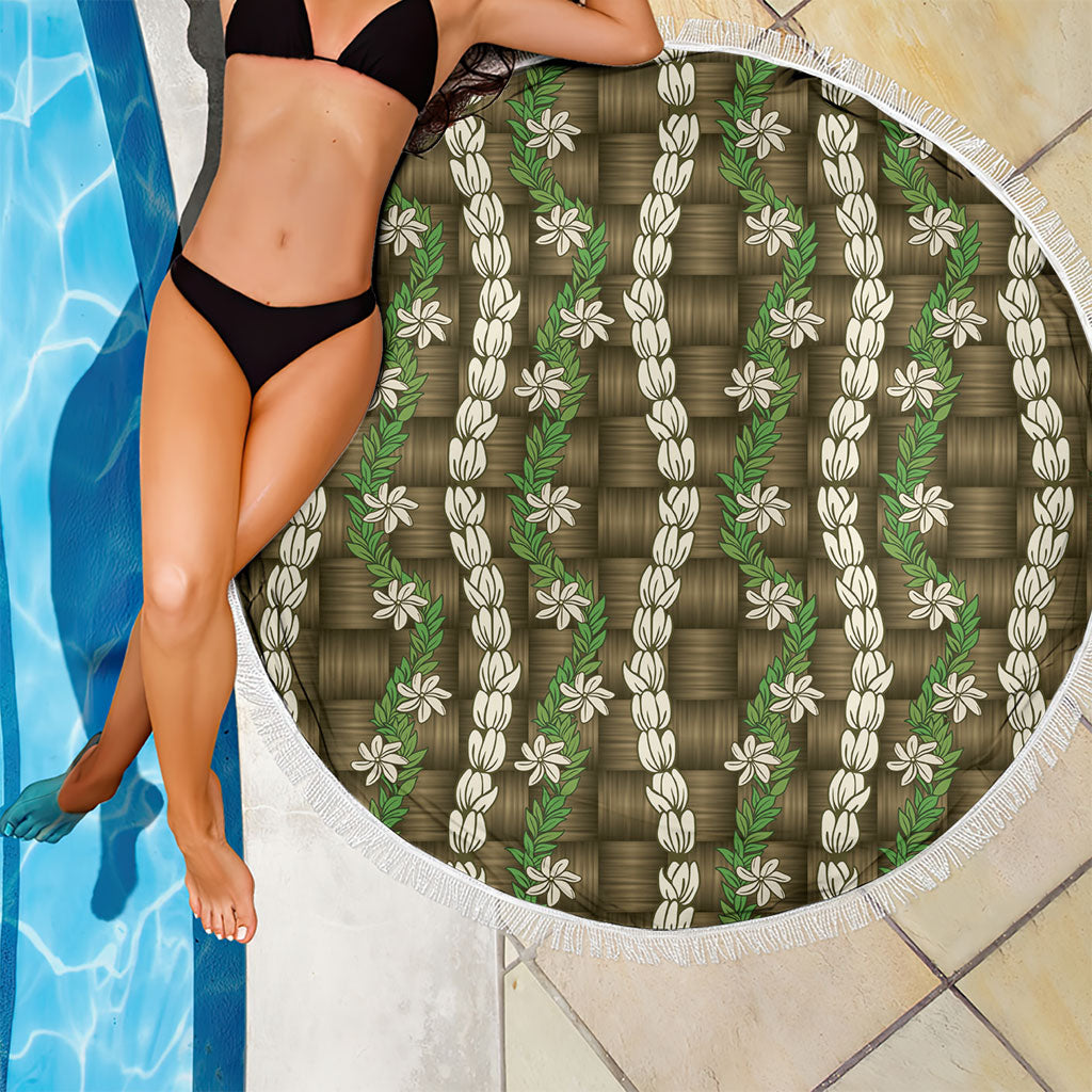 Pikake Maile Tiare Lei Beach Blanket Natural Lauhala Pattern