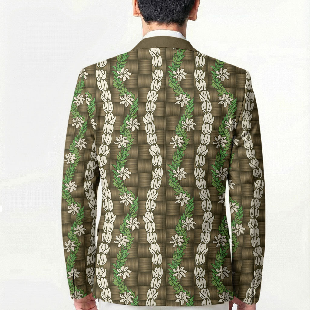 Pikake Maile Tiare Lei Blazer Natural Lauhala Pattern
