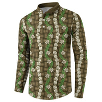 Pikake Maile Tiare Lei Button Sweatshirt Natural Lauhala Pattern