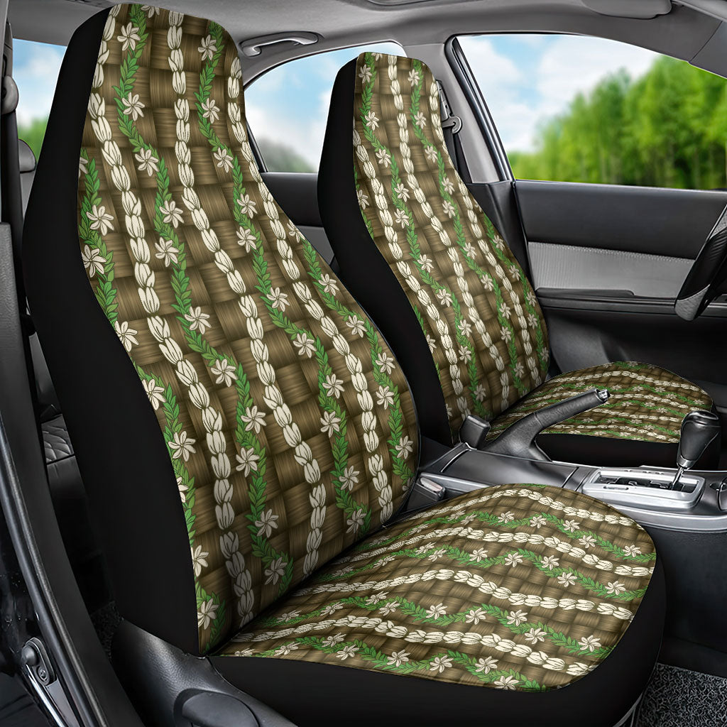 Pikake Maile Tiare Lei Car Seat Cover Natural Lauhala Pattern