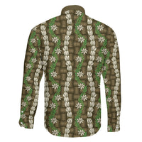 Pikake Maile Tiare Lei Family Matching Off Shoulder Short Dress and Hawaiian Shirt Natural Lauhala Pattern