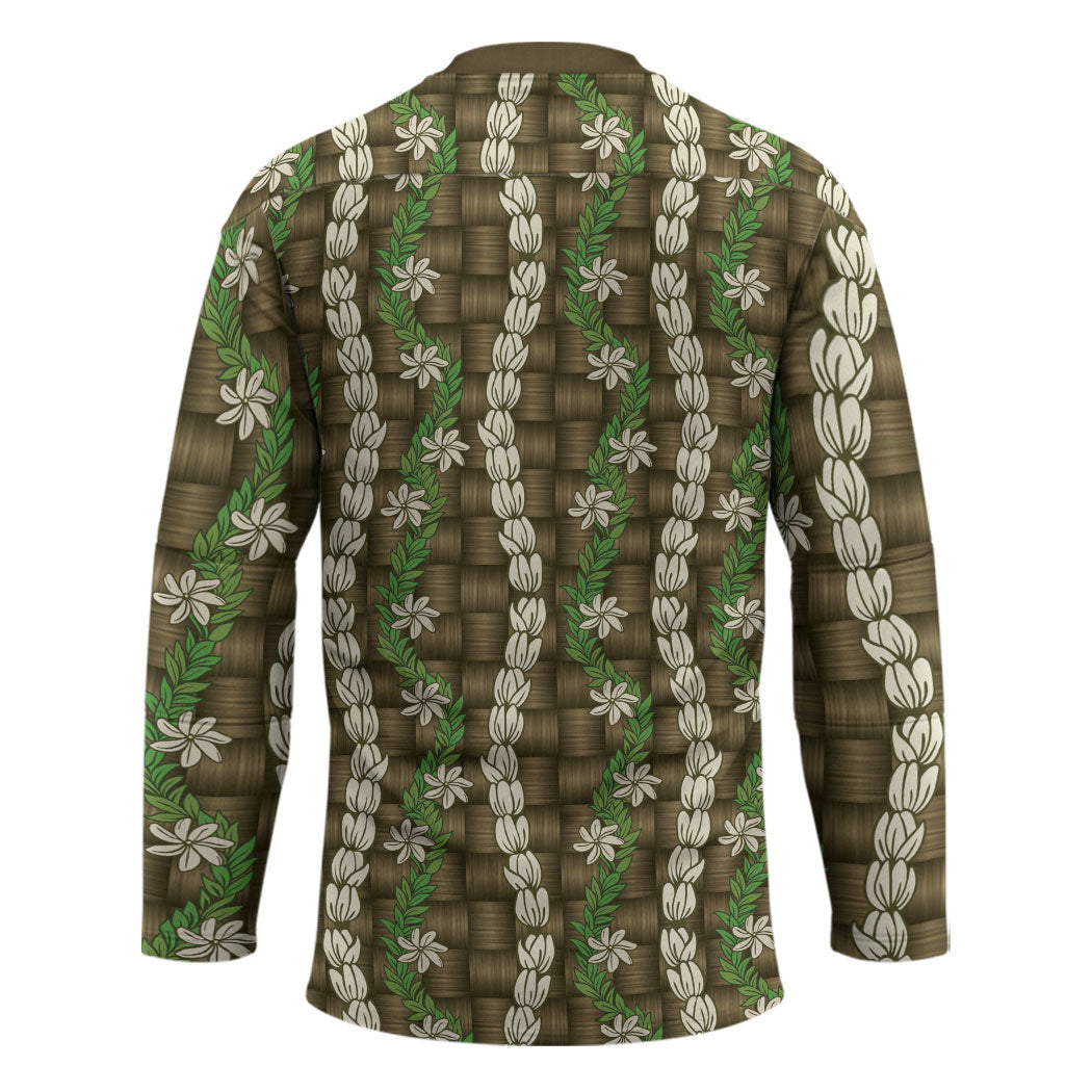 Pikake Maile Tiare Lei Hockey Jersey Natural Lauhala Pattern