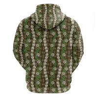 Pikake Maile Tiare Lei Hoodie Natural Lauhala Pattern