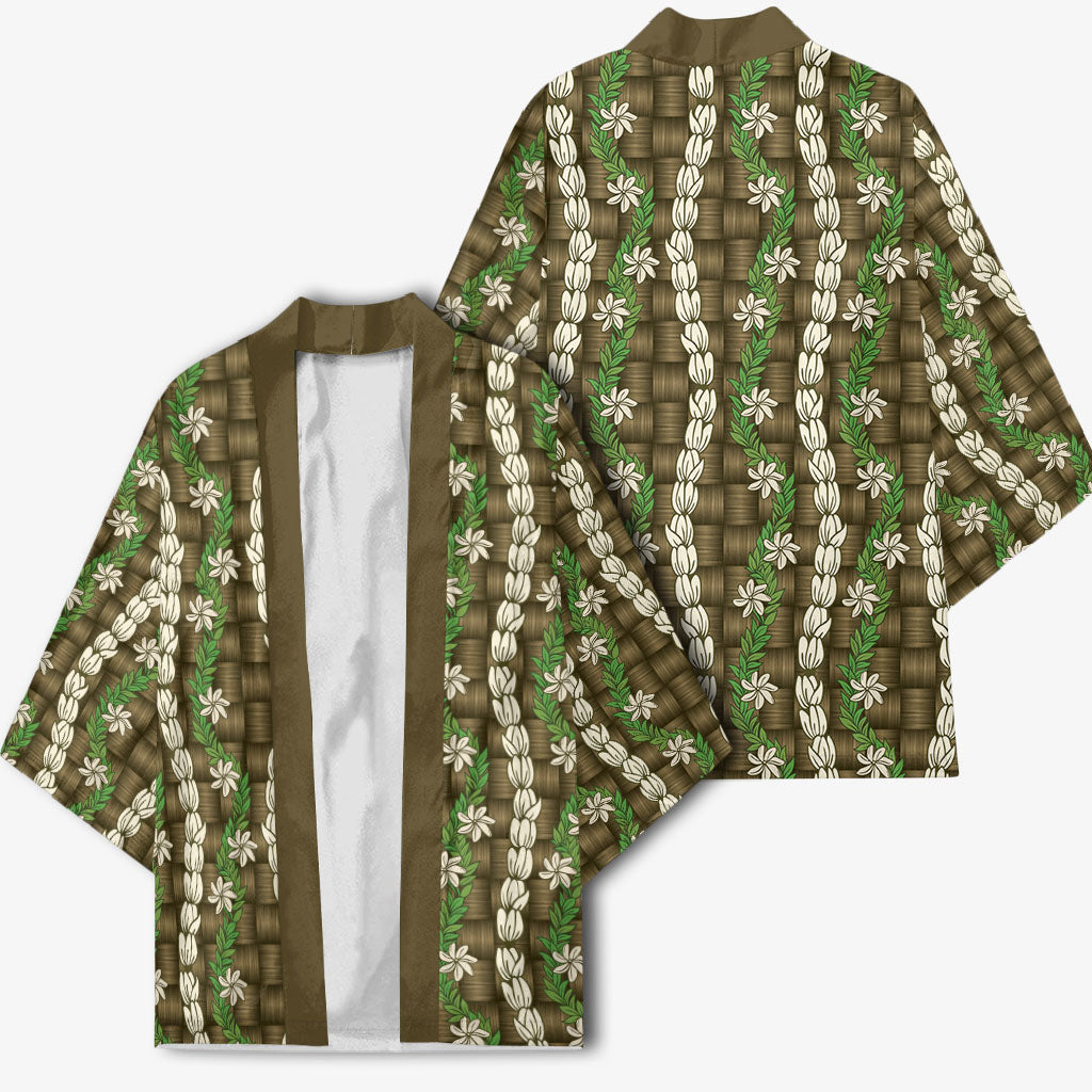 Pikake Maile Tiare Lei Kimono Natural Lauhala Pattern