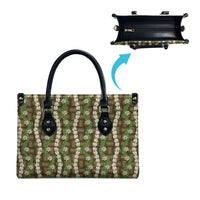 Pikake Maile Tiare Lei Leather Bag Natural Lauhala Pattern