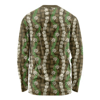 Pikake Maile Tiare Lei Long Sleeve Shirt Natural Lauhala Pattern