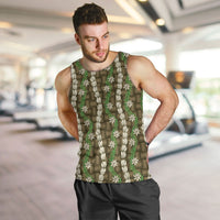 Pikake Maile Tiare Lei Men Tank Top Natural Lauhala Pattern