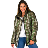 Pikake Maile Tiare Lei Padded Jacket Natural Lauhala Pattern