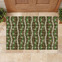 Pikake Maile Tiare Lei Rubber Doormat Natural Lauhala Pattern