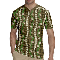 Pikake Maile Tiare Lei Rugby Jersey Natural Lauhala Pattern